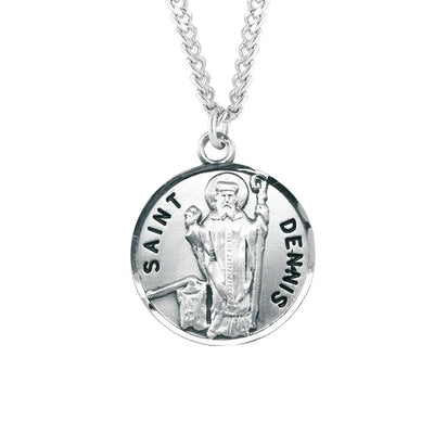 St. Dennis sterling silver medal with 20" Chain, HMH Religious