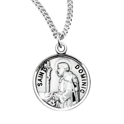St. Dominic de Guzman sterling silver medal with 20" Chain, HMH Religious