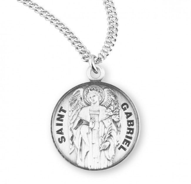 HMH Religious St Gabriel Archangel Round Sterling Silver Medal