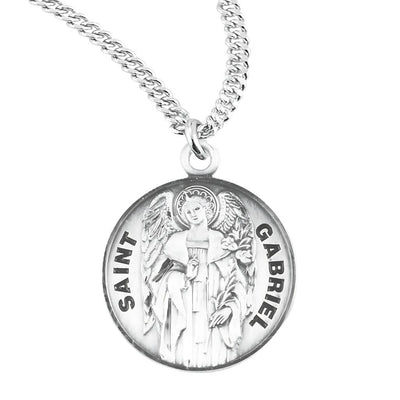 St. Gabriel Archangel sterling silver medal with 20" Chain, HMH Religious