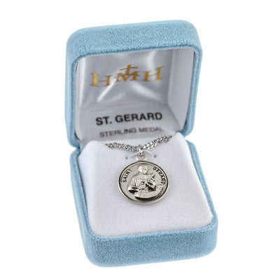 St. Gerard Majella sterling silver medal with 20" Chain in gift box, HMH Religious