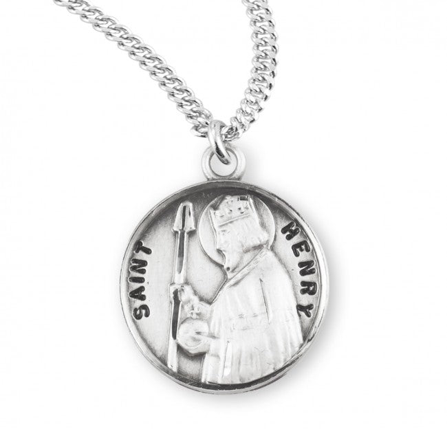 hmh saint henry round sterling silver medal necklace,