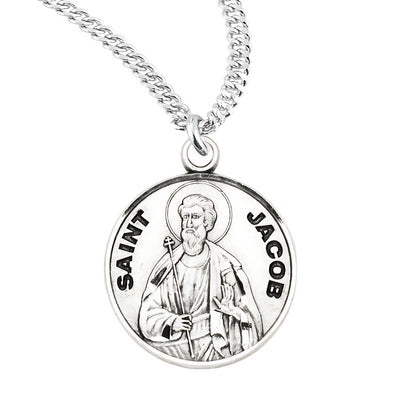 St. Jacob sterling silver medal with 20" Chain, HMH Religious