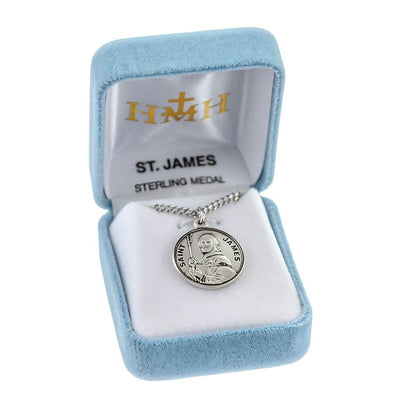 St. James sterling silver medal with 20" Chain in gift box, HMH Religious