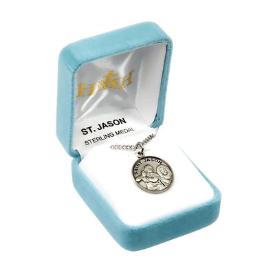 St. Jason sterling silver medal with 20" Chain in gift box, HMH Religious