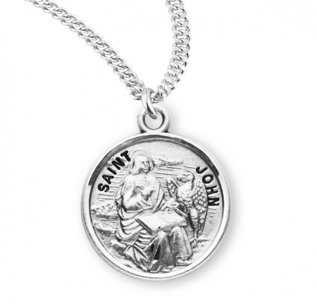 HMH Religious St John the Apostle/Evangelist Round Sterling Silver Medal