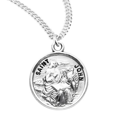 St. John the Evangelist sterling silver medal with 20" Chain, HMH Religious