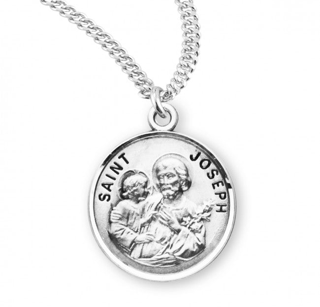 HMH Religious St Joseph and Child Round Sterling Silver Medal