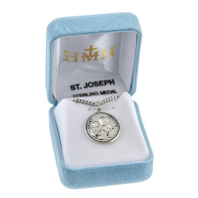St. Joseph sterling silver medal with 20" Chain in gift box, HMH Religious