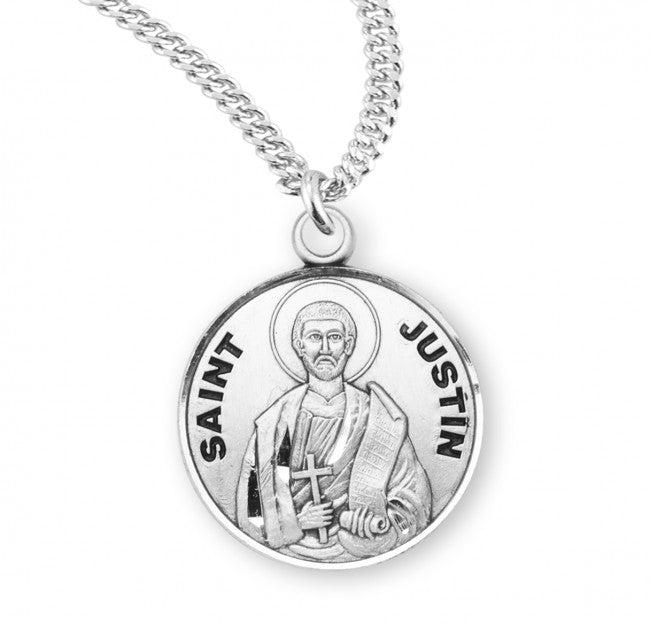 HMH Religious St Justin Round Sterling Silver Medal