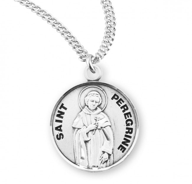 HMH Religious St Peregrine Round Sterling Silver Medal