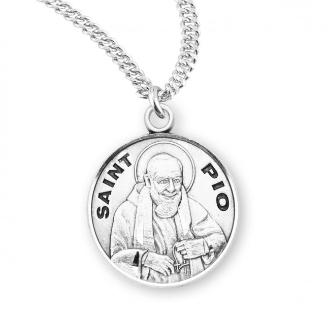 HMH Religious St Pio of Pietrelcina Round Sterling Silver Medal