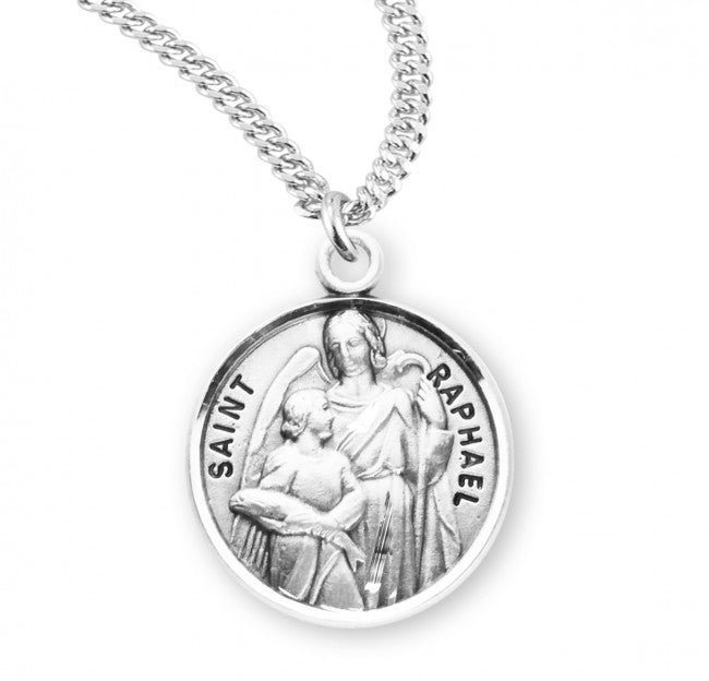 HMH Religious St Raphael Archangel Round Sterling Silver Medal