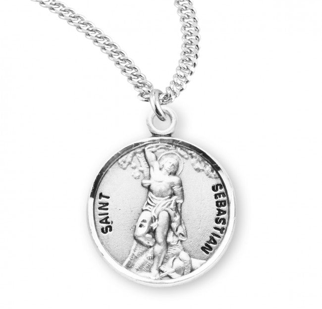 St Sebastian Round Sterling Silver Medal,