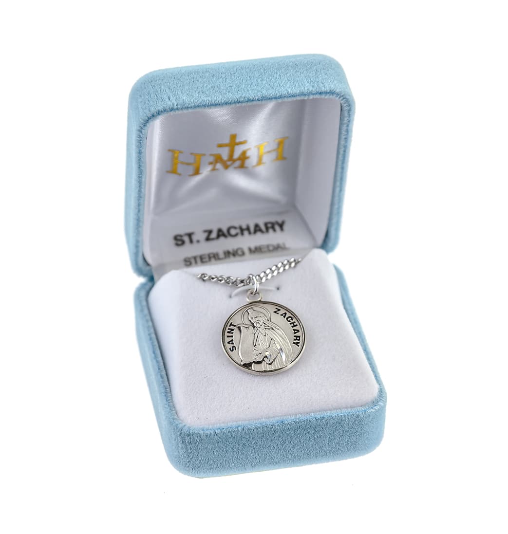 HMH Religious St Zachary Round Sterling Silver Medal in Box,