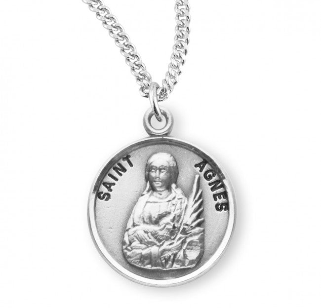 HMH Religious Patron Saint Agnes Round Sterling Silver Medal