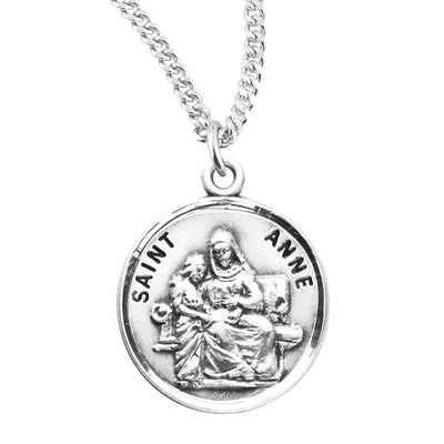 St. Anne sterling silver medal with 18" chain, HMH Religious