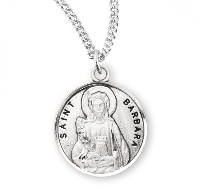 HMH Religious St Barbara Round Sterling Silver Medal