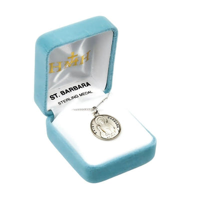 St. Barbara sterling silver medal with 18" Chain in gift box, HMH Religious