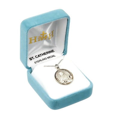 St. Catherine of Siena sterling silver medal with 18" Chain in gift box, HMH Religious