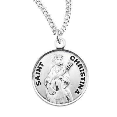 St. Christina sterling silver medal with 18" chain, HMH Religious