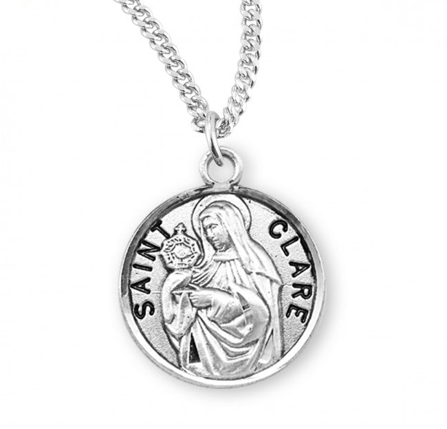 HMH Religious St Clare Round Sterling Silver Medal