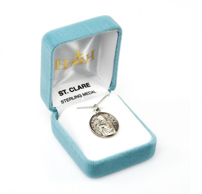 HMH Religious St Clare Round Sterling Silver Medal