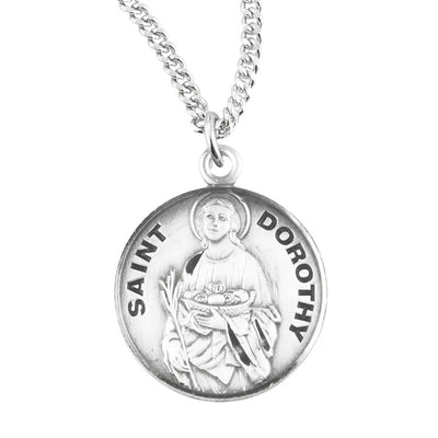 St. Dorothy sterling silver medal with 18" chain, HMH Religious