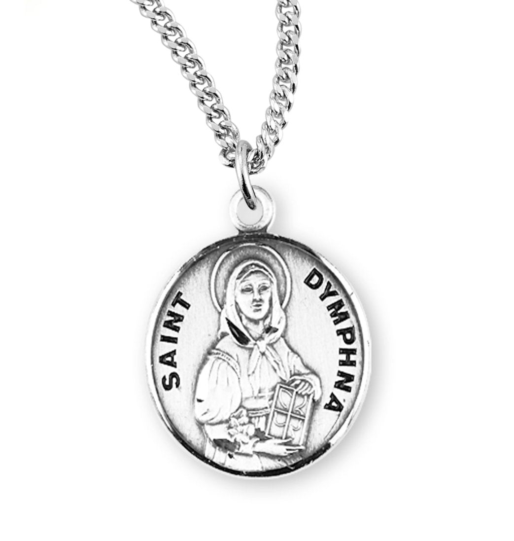 HMH Religious St Dymphna Round Sterling Silver Medal,