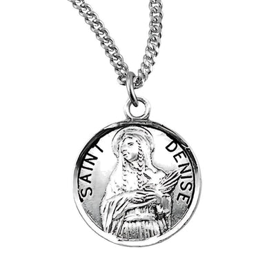 St. Denise sterling silver medal with 18" chain, HMH Religious