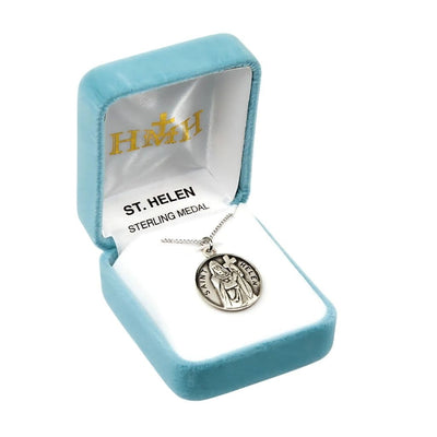 St. Helen sterling silver medal with 18" Chain in gift box, HMH Religious