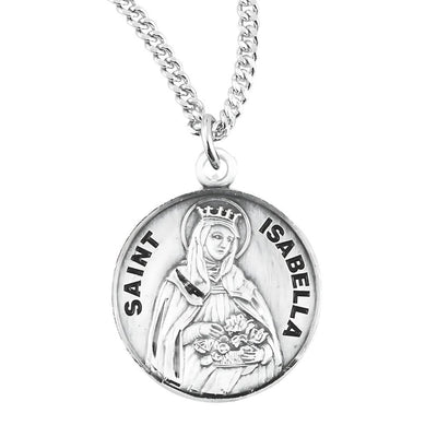 St. Isabella sterling silver medal with 18" chain, HMH Religious