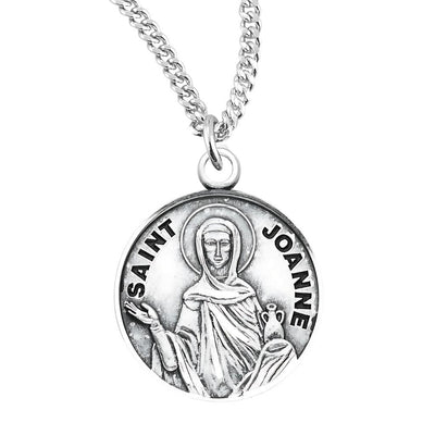 St. Joanna sterling silver medal with 18" chain, HMH Religious