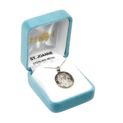 St. Joanna sterling silver medal with 18" Chain in gift box, HMH Religious