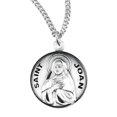 St. Joan sterling silver medal with 18" chain, HMH Religious