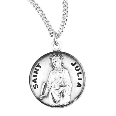 St. Julia of Corsica sterling silver medal with 18" chain, HMH Religious
