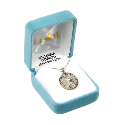 St. Martha sterling silver medal with 18" Chain in gift box, HMH Religious