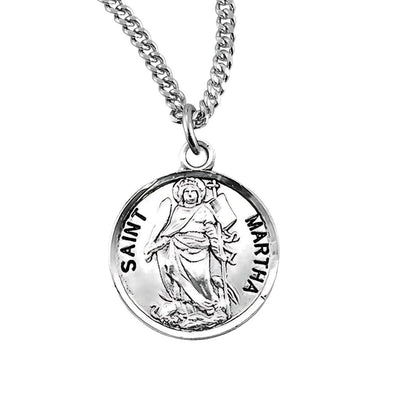 St. Martha sterling silver medal with 18" chain, HMH Religious