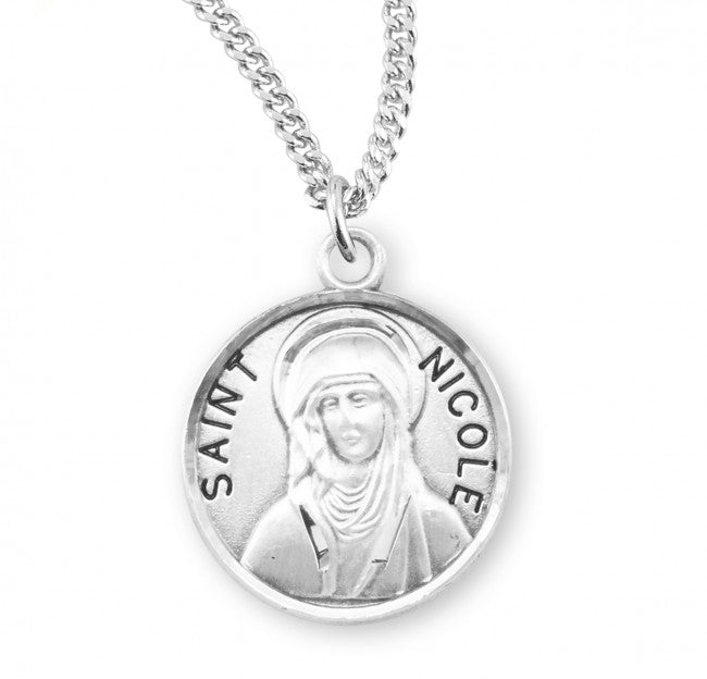 HMH Religious St Nicole Round Sterling Silver Medal