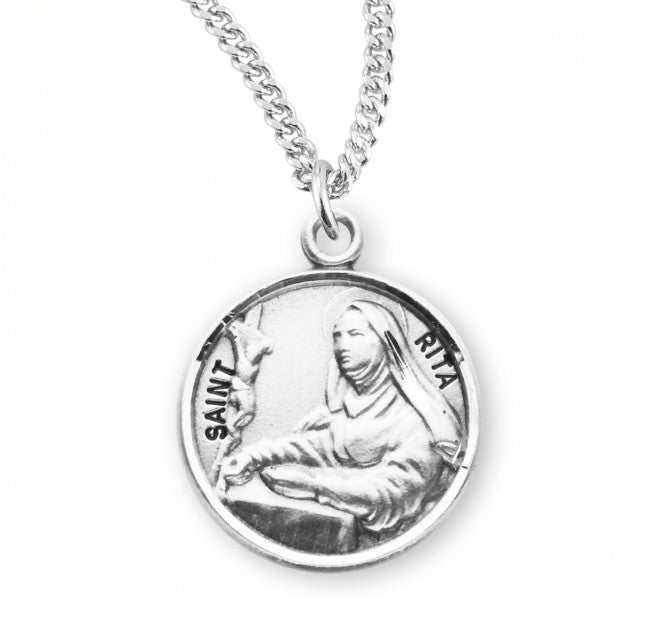 HMH Religious St Rita of Cascia Round Sterling Silver Medal