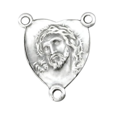 Heart Head of Christ Centerpiece Rosary Part in Sterling Silver, HMH Religious