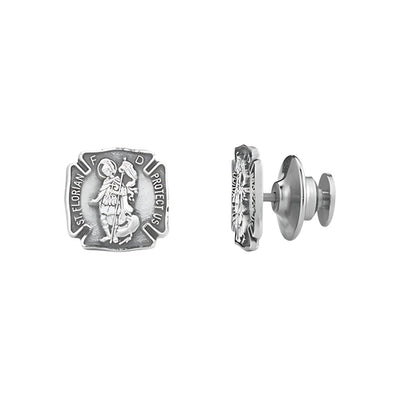 St Florian Fire Fighters Sterling Silver Lapel Pin with Deluxe Screw, HMH Religious
