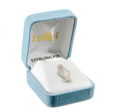 Our Lady of Grace Sterling Silver Lapel Pin w/Deluxe Screw (view 3), HMH Religious