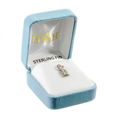 Holy Communion Chalice Sterling Silver Lapel Pin w/Deluxe Screw (view 3), HMH Religious