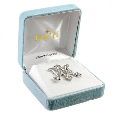 Sterling Silver Ave Maria Brooch Pin (view 2), HMH Religious