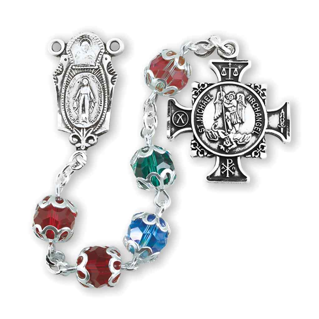 Sterling Silver Crystal St Michael Archangel Crystal Bead Chaplet, HMH Religious (view 2)