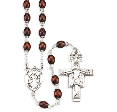 Franciscan Crown St Francis 7 Decade Wood Rosary, HMH Religious
