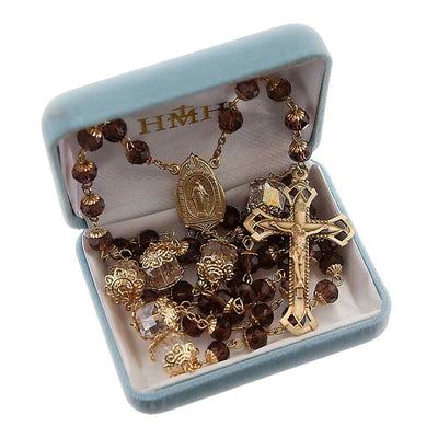 8mm Amethyst Faceted Glass Bead Rosary in Gift Box, HMH Religious (view2)