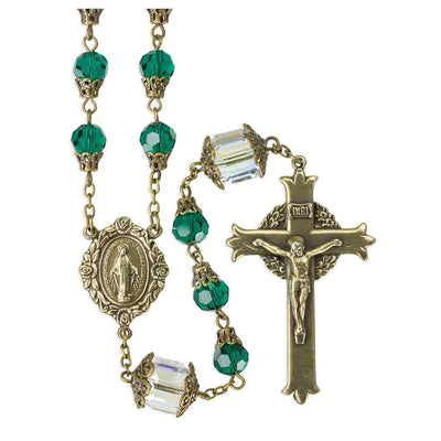 Mary Emerald Crystal Tear Drop Catholic Prayer Rosary, HMH Religious