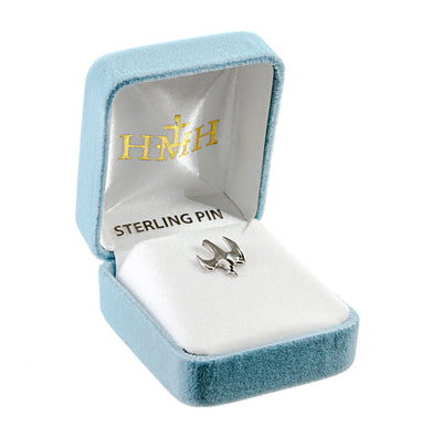 Holy Spirit Dove Sterling Silver Lapel Pin with Deluxe Screw in gift box, HMH Religious